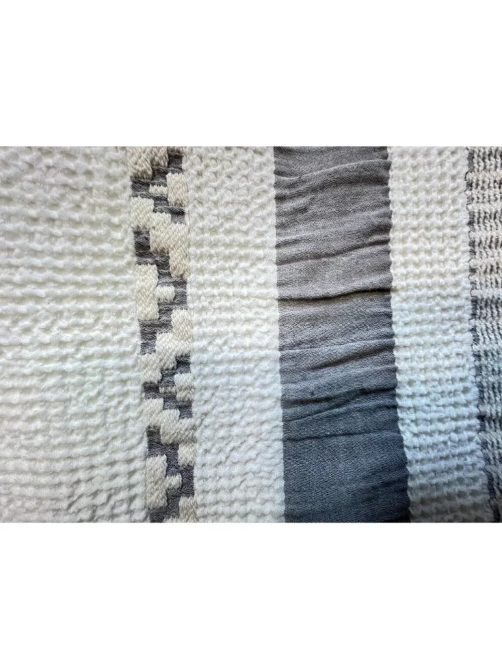 Bedsure Stripe White GentleSoft Cotton Boho Waffle Weave Duvet Cover Zipper